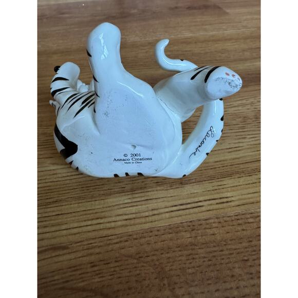 Annaco 2001 Amy Lacombe Whimsiclay Black & White Striped Cat Zebra - Picture 5 of 8